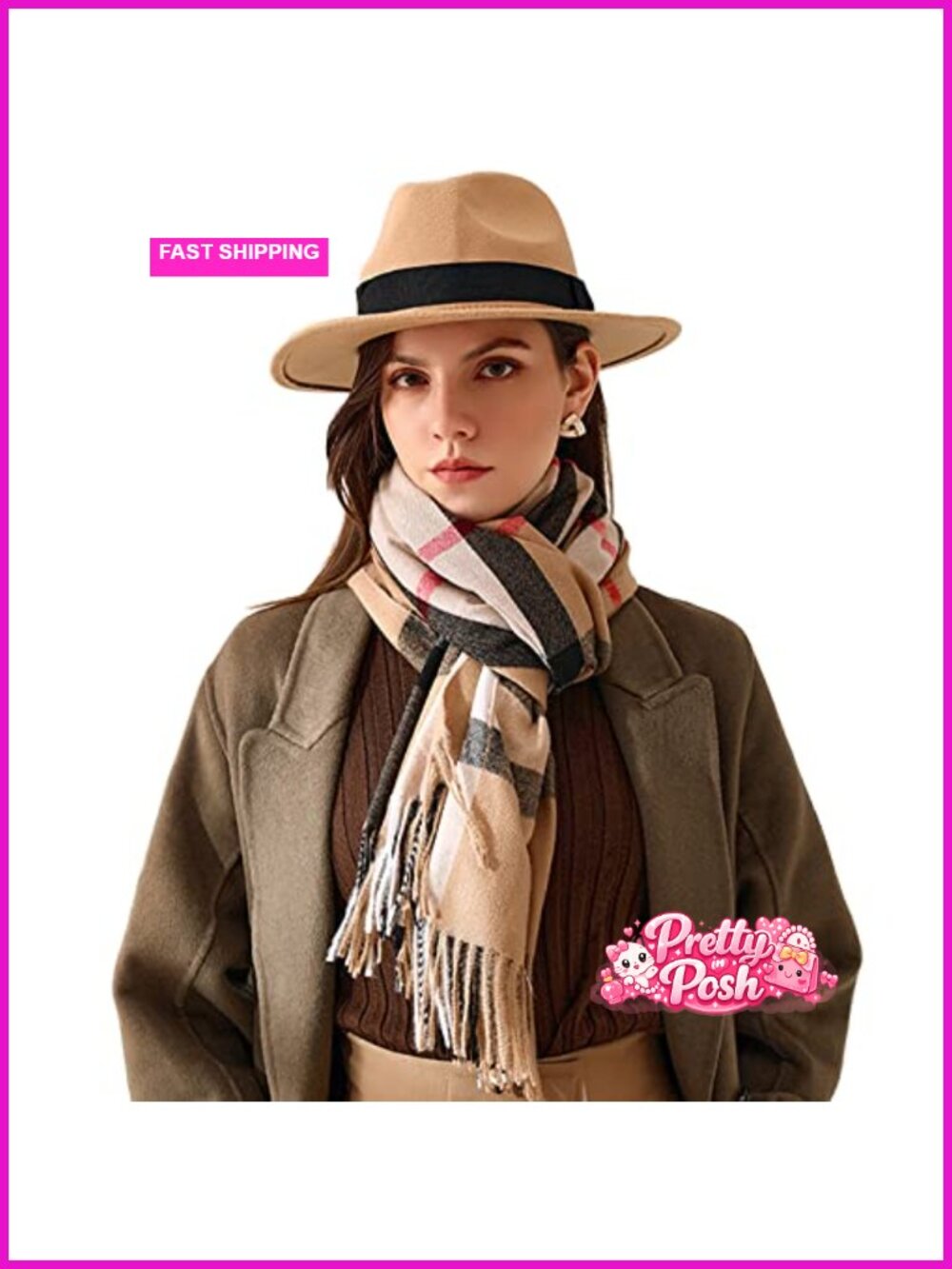 Soft Acrylic Plaid Blanket Scarf Tassel Wrap Shawl